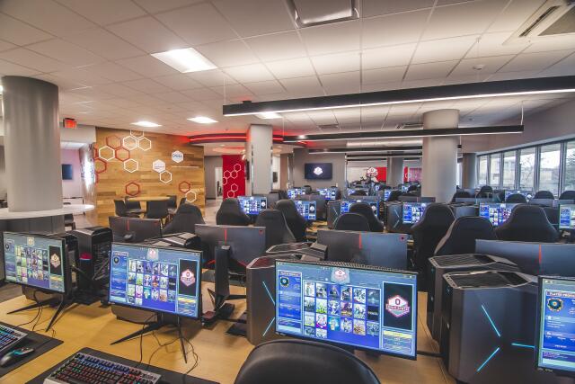 A photograph of the eSports arena located in Lincoln Tower