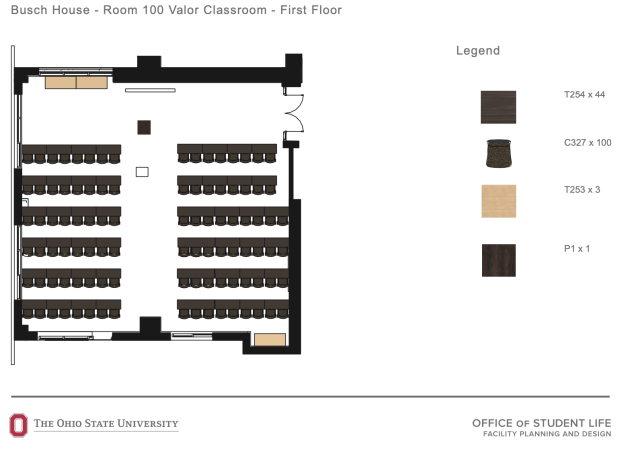 A space diagram of the Busch Valor Room