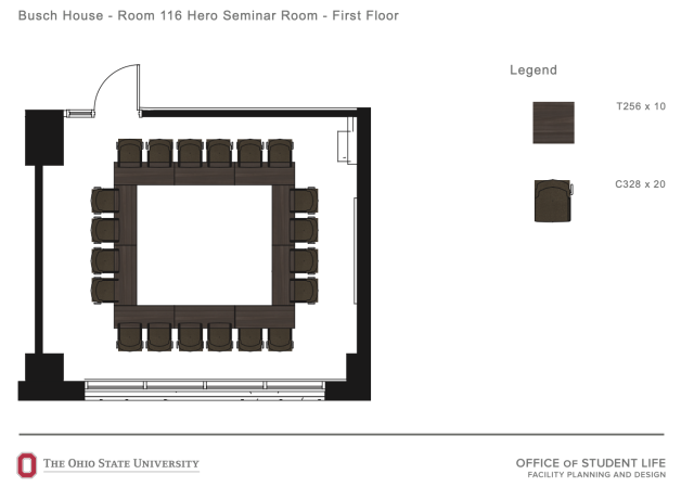 A space diagram of the Busch Hero Room