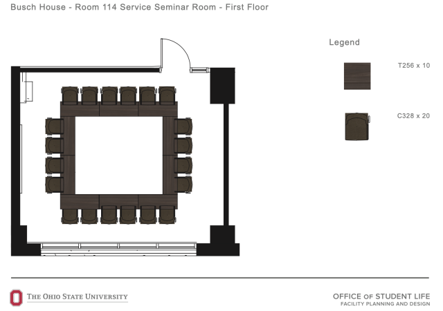 A space diagram of the Busch Service Room