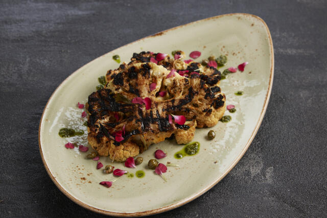 A photograph of a cauliflower dish professionally prepared by University Catering